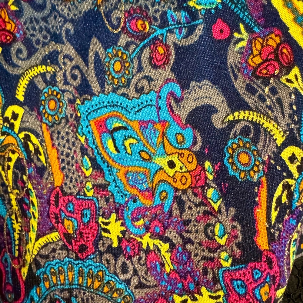 New! CALESSA Vibrant Blue and Orange Floral Blouse - Picture 9 of 15